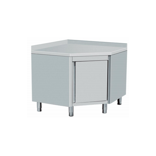 RVS Hoekwerkkast met Werktafel en Opstaande Rand 1000 x 1000 x 700 x 700 mm