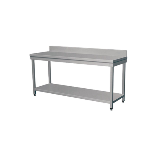 RVS Werktafel 1500 x 700 mm met Onderblad en Opstaande Rand